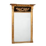A REGENCY GILTWOOD AND EBONISED PIER MIRROR