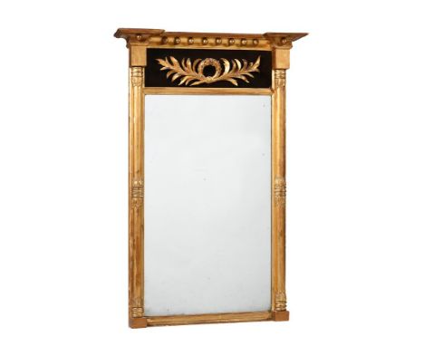 A REGENCY GILTWOOD AND EBONISED PIER MIRROR CIRCA 1820 99cm high, 65cm wideCondition Report: Marks, knocks, scratches, abrasi