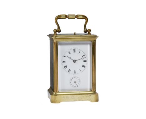 A FRENCH GILT BRASS REPEATING CARRIAGE CLOCK LATE 19TH CENTURY, JAPY FRERESWith eight-day bell striking movement, the backpla