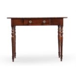 Y A REGENCY MAHOGANY AND EBONY LINE INLAID BREAKFRONT SIDE TABLE