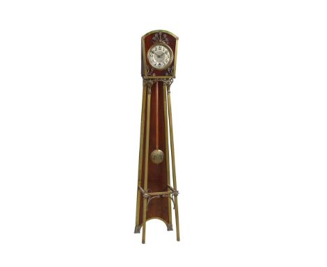 A MAHOGANY AND BRASS MOUNTED LONGCASE TIMEPIECE IN LIBERTY STYLE163cm highCondition Report: Movement looks intact, missing wi