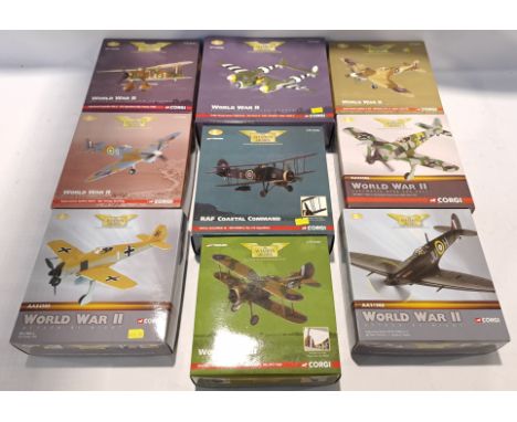 Corgi Aviation Archive, a boxed Group of 1:72 Scale World War II Aircrafts. Although unchecked for completeness condition app