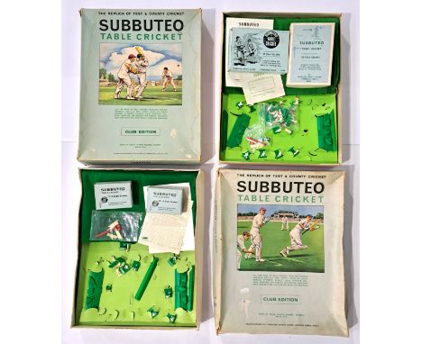 Subbuteo Table Cricket, a pair of boxed "Club Edition" Sets along with some boxed accessories to include TC-A Fielders, TC-0 