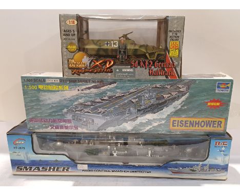 HT, Trumpeter &amp; 21st Century Toys, a boxed Group of Mixed Scale Military Vehicle RC Toys &amp; Models. Although unchecked