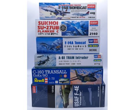 Academy, Hobby Boss &amp; Revel, a boxed mixed scale military aircraft model kit group. Conditions appear from Good Plus to E