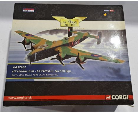 Corgi "Aviation Archive" a boxed 1/72nd scale Military Aircraft AA37202 HP Halifax B.III - LK797/LK-E, No.576 Sqn, Burn, 30th