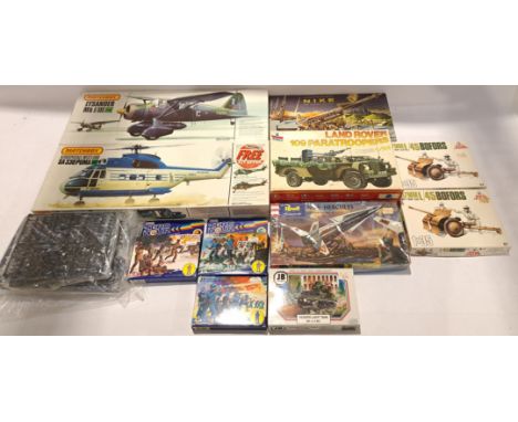 Matchbox, Bluebird &amp; Similar, a boxed Group of Military Model Kits. includes Land Rover 109 Paratroopers with others. Alt