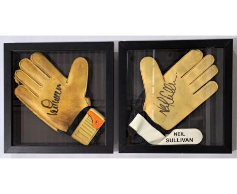 Tottenham Hotspur - Spurs, 2x framed signed Goalkeeper Gloves which are signed individually by Ian Walker &amp; Neil Sullivan
