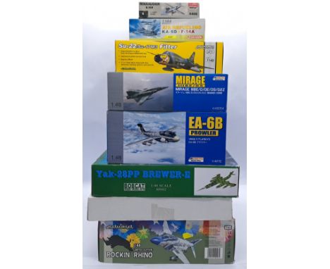 Eduard, Kinetic, Dragon and similar a boxed 1:48/1:144 scale military aircraft model kits. Conditions appear Good Plus to Exc