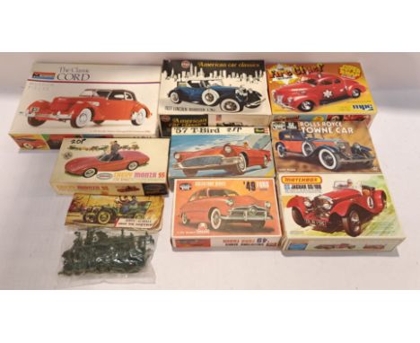 Airfix, Matchbox &amp; Similar, a boxed Group of Mixed Scale Classic Car Model Kits. Although unchecked for completeness cond