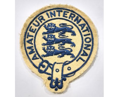 Football Memorabilia, a Vintage Original Cloth England Amateur International Football Shirt Badge (player unknown) which meas