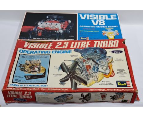 Revell a boxed too scale (1:3/1:14) engine model kit pair to include; Ford visible 2.3 litre turbo &amp; Visible V8 operating