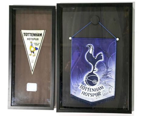 Tottenham Hotspur - "Spurs", a pair of framed signed Football Pennants comprising of a large Squad Signed Pennant in frame me