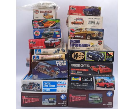 AIP, Hasagawa, Airfix and similar a mixed scale vehicle and TV/Film related model kit group to include; AIP10010 'Thunderbird