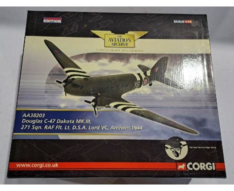 Corgi "Aviation Archive" a boxed 1/72nd scale Military Aircraft AA38203 Douglas C-47 Dakota Mk.III, 271 Sqn, RAF FLT.LT. D.S.