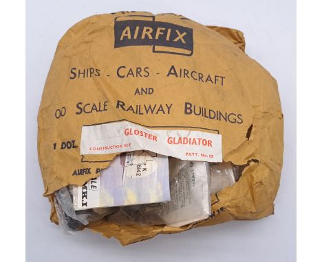 Airfix c1960&rsquo;s ORIGINAL TRADE BAG complete with Bagged Type 3 &ldquo;Gloster Gladiator&rdquo; Kits. Each Trade Bag stat
