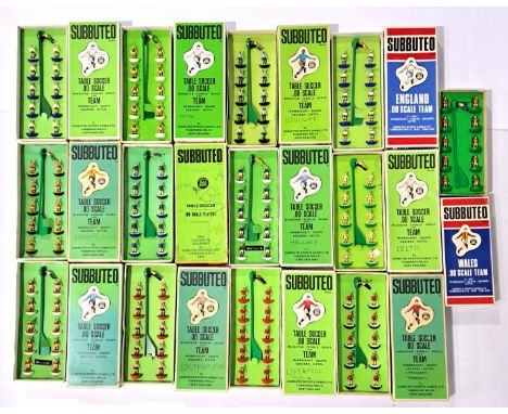Subbuteo, a boxed team group to include Arsenal, Wales, Uruguay and others. Some harder to find teams. Conditions appear Good