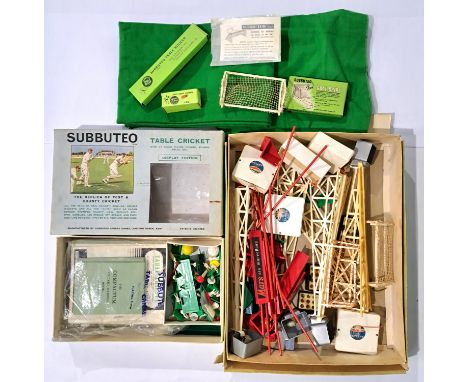 Subbuteo Football &amp; Cricket, a qty of loose unboxed spares and accessories along with some boxed accessories including un