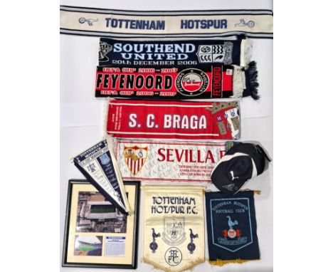 Tottenham Hotspur - "Spurs", memorabilia group comprising of UEFA Cup Scarfs, Club Scarfs and similar along with a number if 