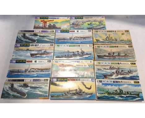 Fugimi, Hasegawa &amp; Similar, a boxed Group of 1:700 Scale Waterline Model Kits. Although unchecked for completeness condit