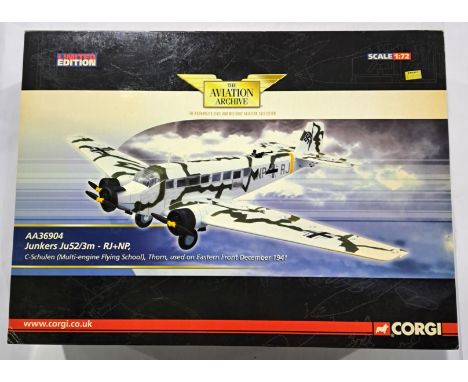 Corgi Aviation Archive, a boxed 1:72 scale AA36904 Junkers JU52/3M - RJ+NP. Although not checked for completness, conditions 