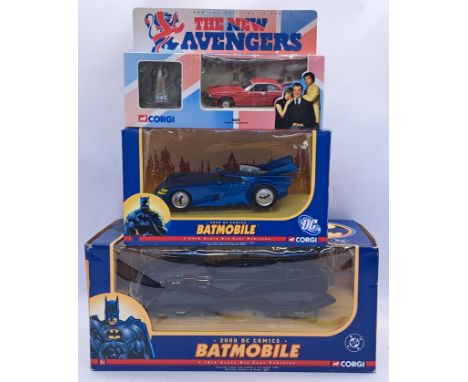 Corgi a boxed TV/Film related vehicle group to include; Batman and The New Avengers related. Conditions appear Excellent (unc