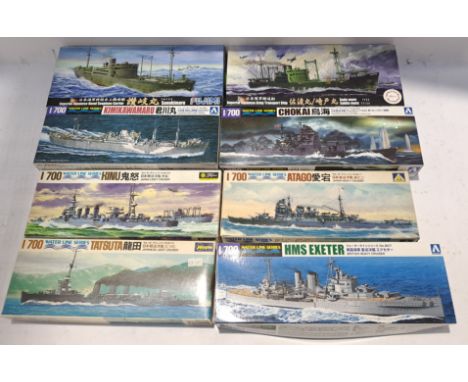 Fugimi, Hasegawa &amp; Similar, a boxed Group of 1:700 Scale Waterline Model Kits. Although unchecked for completeness condit
