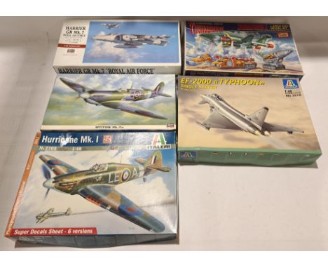 Italeri, Hasegawa &amp; Imai, a boxed Group of 1:48 Scale Aviation Model Kits. Although unchecked for completeness condition 