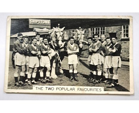 Nottingham Forest FA Cup Winners 1959, Vintage Postcard "The Two Popular Favourites" featuring members of the Nottingham Fore