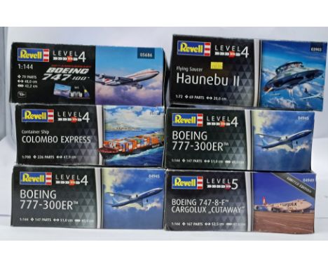 Revell a boxed mixed scale aircraft/ship group. Conditions appear Excellent to Near Mint (most boxes appear still sealed, par