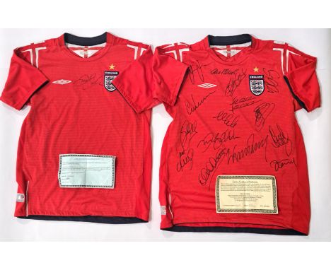 England Player Signed Replica Football Shirts comprising of (1) England Red Shirt signed to the front by "David Beckham" and 