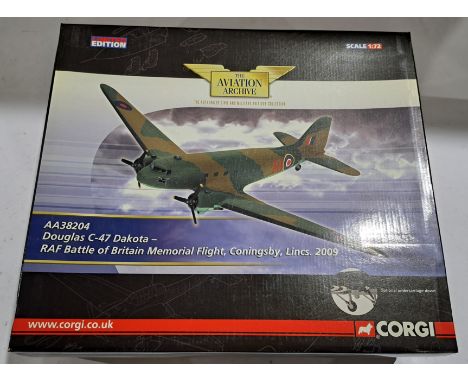 Corgi a boxed Aviation Archive 1/72 scale AA38204 Douglas C-47 Dakota - RAF Battle of Britain Memorial Flight, Coningsby, Lin