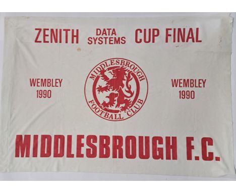 Middlesbrough FC, a large Cloth Banner/Flag which was made for the Zenith Data Systems Cup Final 1990 at Wembley. Measurement