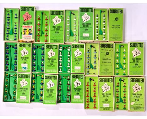 Subbuteo Table Football, a boxed Team group to include No.67 Argentina, No.163 Uruguay (player missing), No.19 Crystal Palace
