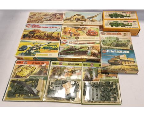 Airfix, a boxed Group of Mixed Scale Military Model Kits. Although unchecked for completeness condition appears Good to Good 