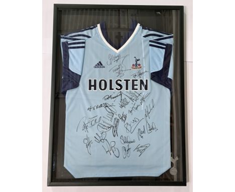 Tottenham Hotspur - Spurs, a framed Replica 2001/03 Player Signed Blue Shirt "Holston" Sponsor. (Glen Hoddle Manager). Signat