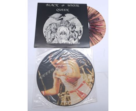 Queen mixed music media to include; Unofficial 12"s - "Black &amp; White" (splatter vinyl) &amp; "Queen Interview" (picture d