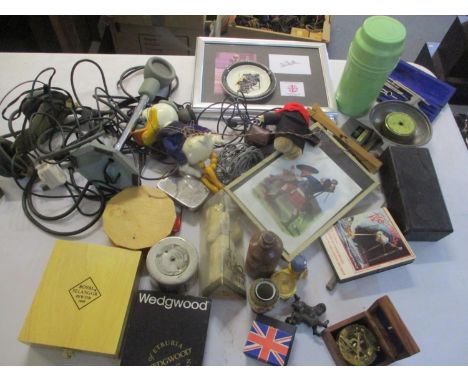 A mixed lot to include a Donald Duck puppet, WWII headphones, cased scientific instruments and other items 