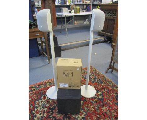 Bowers &amp; Wilkins speakers to include two M1 speaker on tall upright stands, one M-1 boxed and a Bowers &amp; Wilkins ASW6