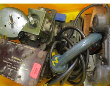 An assortment of army surplus and military field equipment, together with ex-Military hand microphones and Bakelite telephone