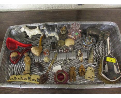 Items of interest to include coal painted and spelter models of dogs, a bronzed model of a dachshund, vintage pipes and early