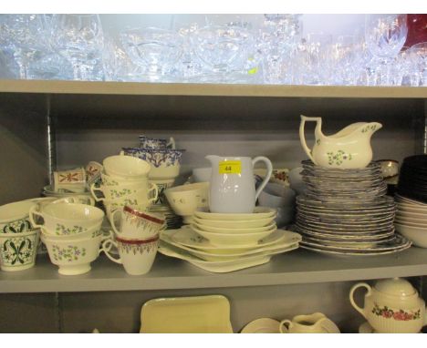 A Spode English Lavender blue ground part tea set and others, together with ramekins 