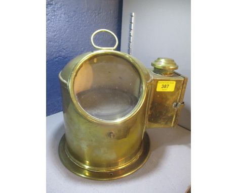 An early 20th century brass ships binnacle compass, 10"h x 10"w 