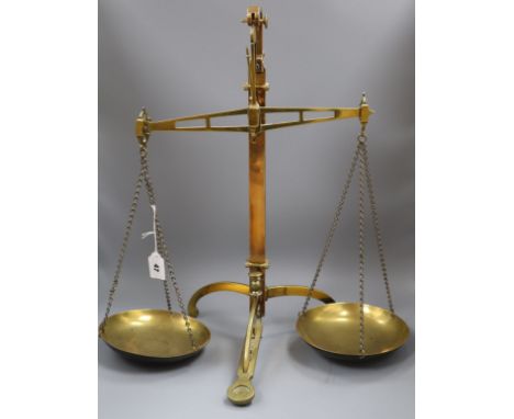 A Victorian brass balance scales by Degrave &amp; Co., London