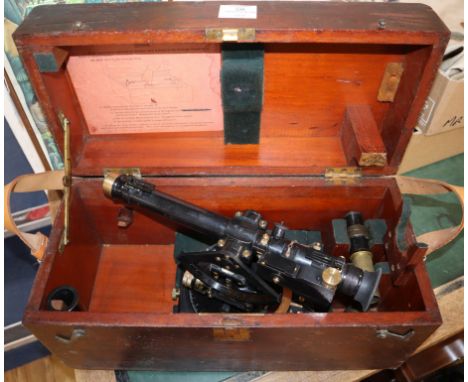 A WWI E. R. Watts &amp; Son Director No. 5 MkT no. 670 theodolite in case Case d.45.5cm