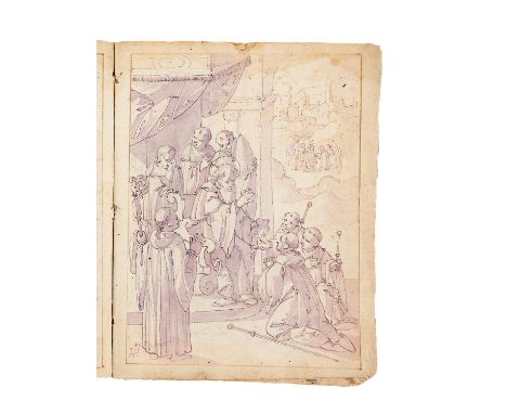 Ɵ Cycle of drawings for the legend of St. Placidus, pen and wash on paper[southern Germany (probably Colmar), late seventeent