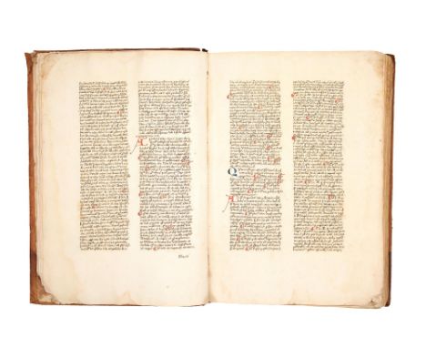 Ɵ Thomas Aquinas' commentary on Peter Lombard, Sentences, in Latin, decorated manuscript on paper[Italy, dated 23 November 14