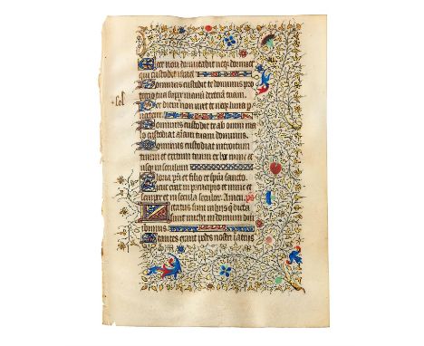 Leaf from an opulently illuminated Book of Hours, in Latin, on parchment [France (Paris), c. 1430]Single leaf, with single co