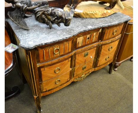A 19th century three drawer commode with marble top