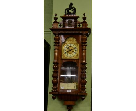 A Vienna type striking wall clock, movement stamped Gustav Becker